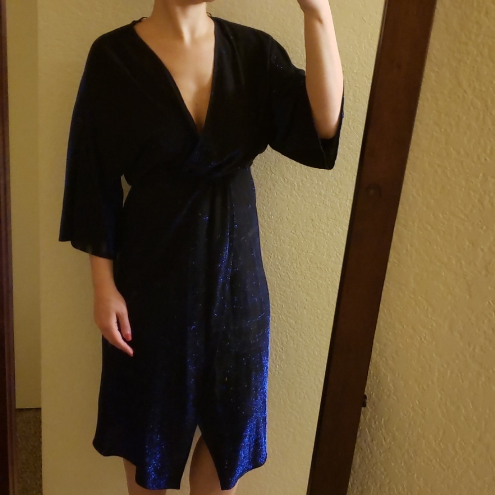 Reflective blue black dress